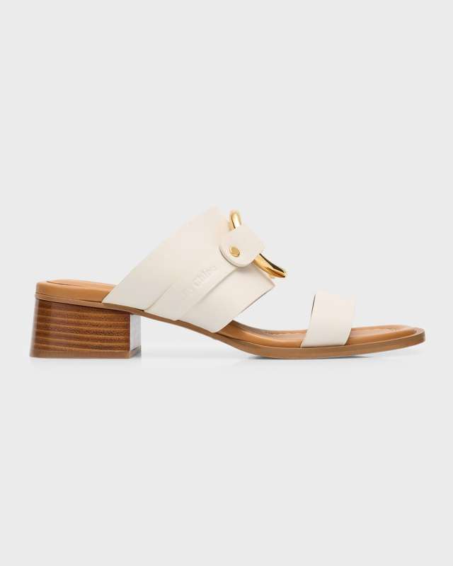 Hana Leather Ring Slide Sandals
